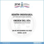 Orden del día para la Sesión Ordinaria de fecha 28 de noviembre de 2023