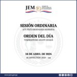 Orden del Día para la Sesión Ordinaria de fecha 18 de abril de 2024