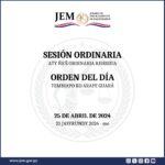 Orden del Día para la Sesión Ordinaria de fecha 25 de abril de 2024