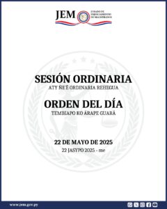 Orden del Día para la Sesión Ordinaria de fecha 22 de mayo de 2025