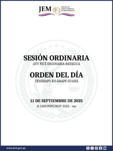 Orden del Día para la Sesión Ordinaria de fecha 11 de Septiembre de 2025