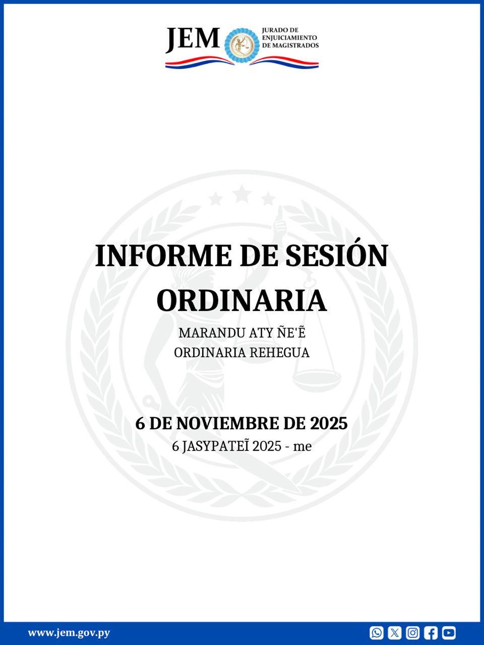 Decisiones adoptadas en Sesión Ordinaria de fecha 6 de Noviembre de 2025