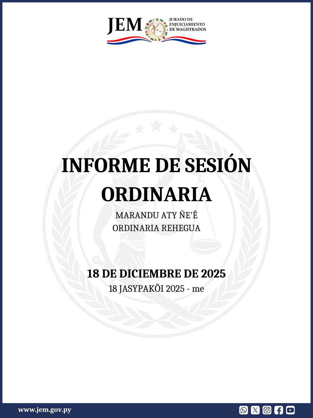 Decisiones adoptadas en Sesión Ordinaria de fecha 18 de Diciembre de 2025