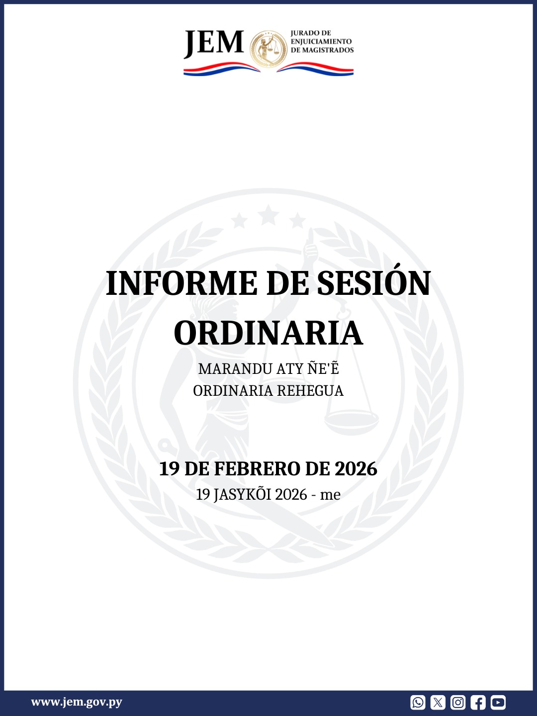 Decisiones adoptadas en Sesión Ordinaria de fecha 19 de febrero de 2026