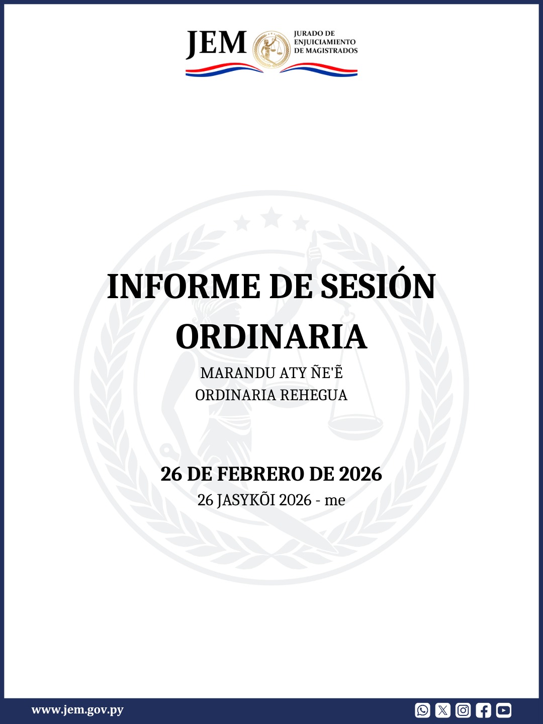 Decisiones adoptadas en Sesión Ordinaria de fecha 26 de febrero de 2026