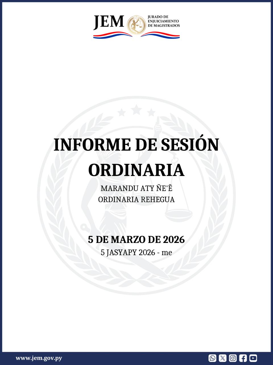 Decisiones adoptadas en Sesión Ordinaria de fecha 5 de marzo de 2026