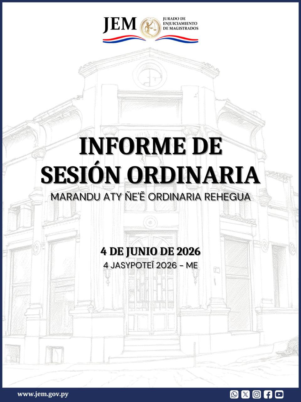 Decisiones adoptadas en Sesión Ordinaria de fecha 04 de junio de 2026